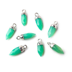 16x5mm Silver Leafed Mint Green Onyx Spike Pendant 1 piece