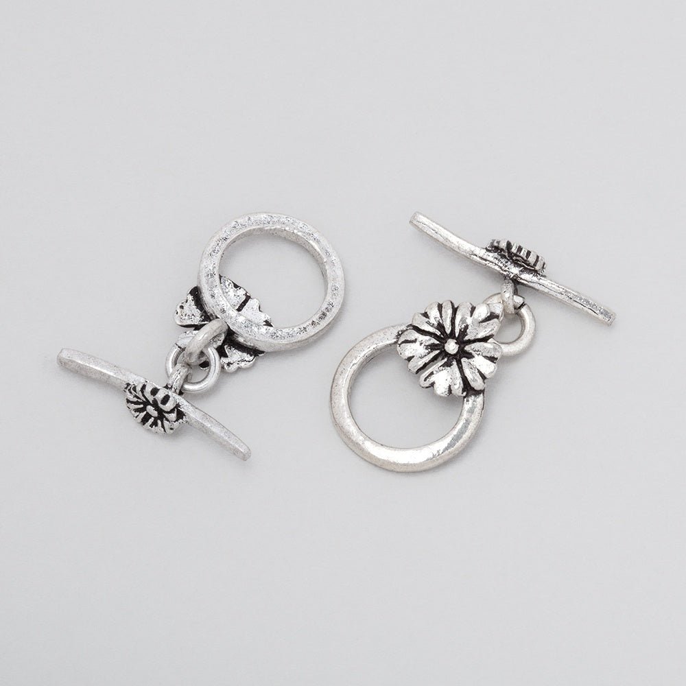 11.5mm Antiqued Sterling Silver Flower Toggle 1 piece (ONLINE ORDER ONLY)