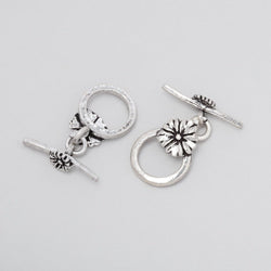11.5mm Antiqued Sterling Silver Flower Toggle 1 piece (ONLINE ORDER ONLY)