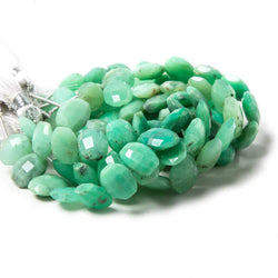11.5x9.5-12.5x9.5mm Chrysoprase side drilled Faceted Cushions 6 inch 15 Beads (ONLINE ORDER ONLY)