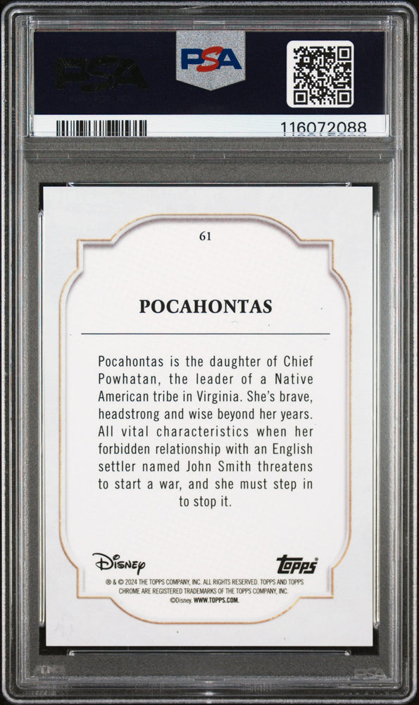 Graded 2024 Topps Chrome Disney Pocahontas #61 Purple Refractor #/199 Trading Card PSA 10 Gem Mint
