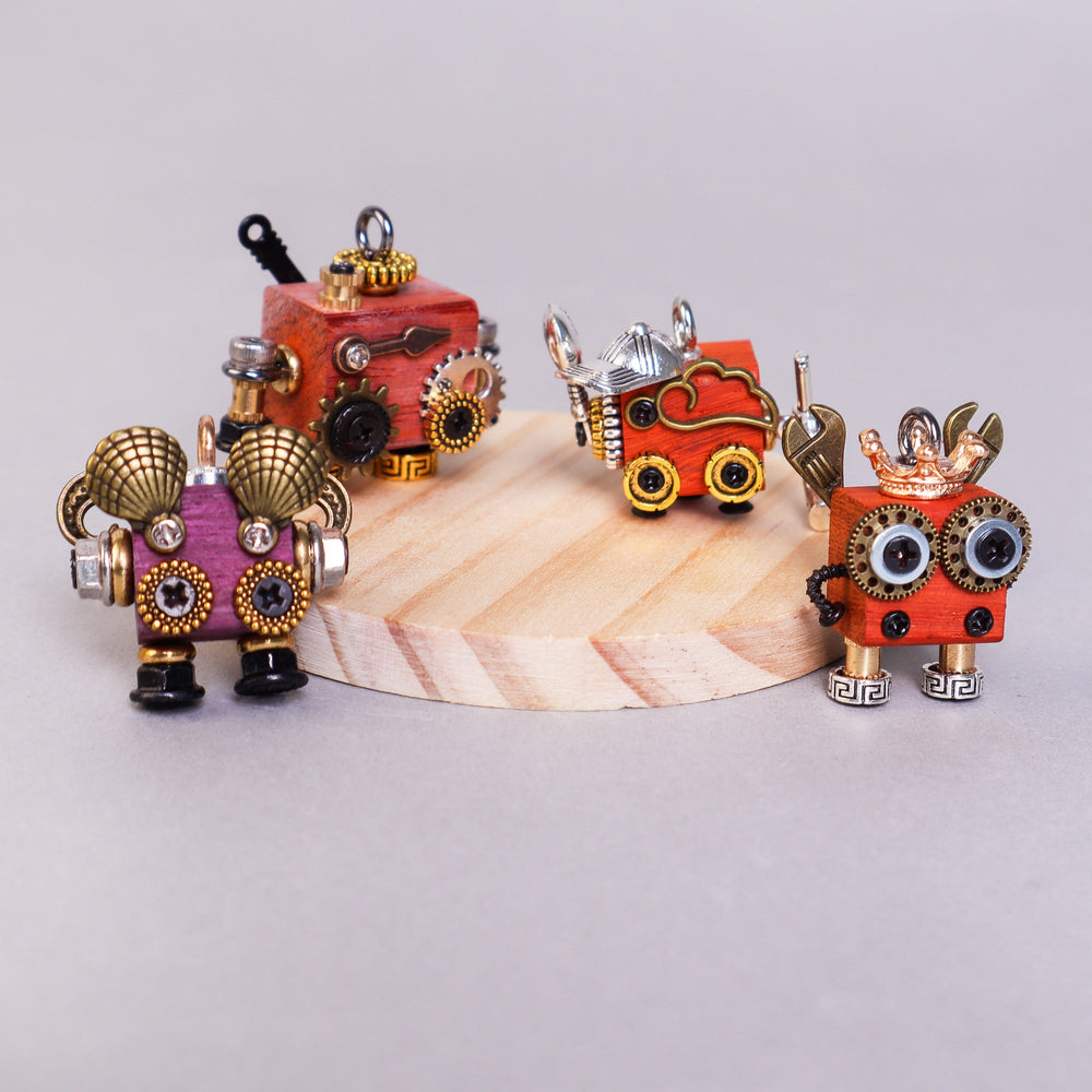 Handcrafted Wooden Bot Necklace, Keychain, or Mini Decor (ONLINE ORDER ONLY)