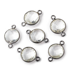 11mm Black Gold Crystal Quartz Faceted Coin Connector 1 piece