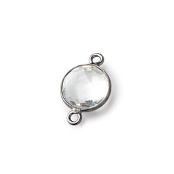 11mm Black Gold Crystal Quartz Faceted Coin Connector 1 piece