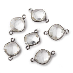 11mm Black Gold Crystal Quartz Faceted Pillow Connector 1 piece
