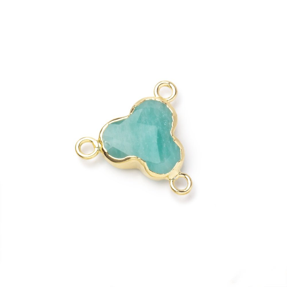 11mm Gold Leafed Amazonite Faceted Trefoil 3 Ring Connector 1 piece (ONLINE ORDER ONLY)