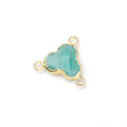 11mm Gold Leafed Amazonite Faceted Trefoil 3 Ring Connector 1 piece (ONLINE ORDER ONLY)