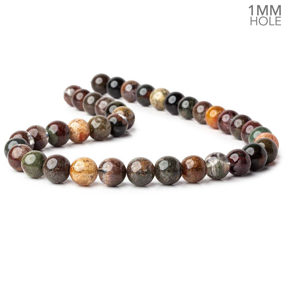 11mm Lodolite (Moss Garden Quartz) plain round large hole beads 16 inch 37 pieces A (ONLINE ORDER ONLY)
