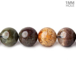 11mm Lodolite (Moss Garden Quartz) plain round large hole beads 16 inch 37 pieces A (ONLINE ORDER ONLY)
