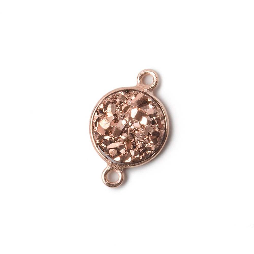 11mm Rose Gold Bezel Metallic Rose Drusy Coin Connector 1 piece (ONLINE ORDER ONLY)