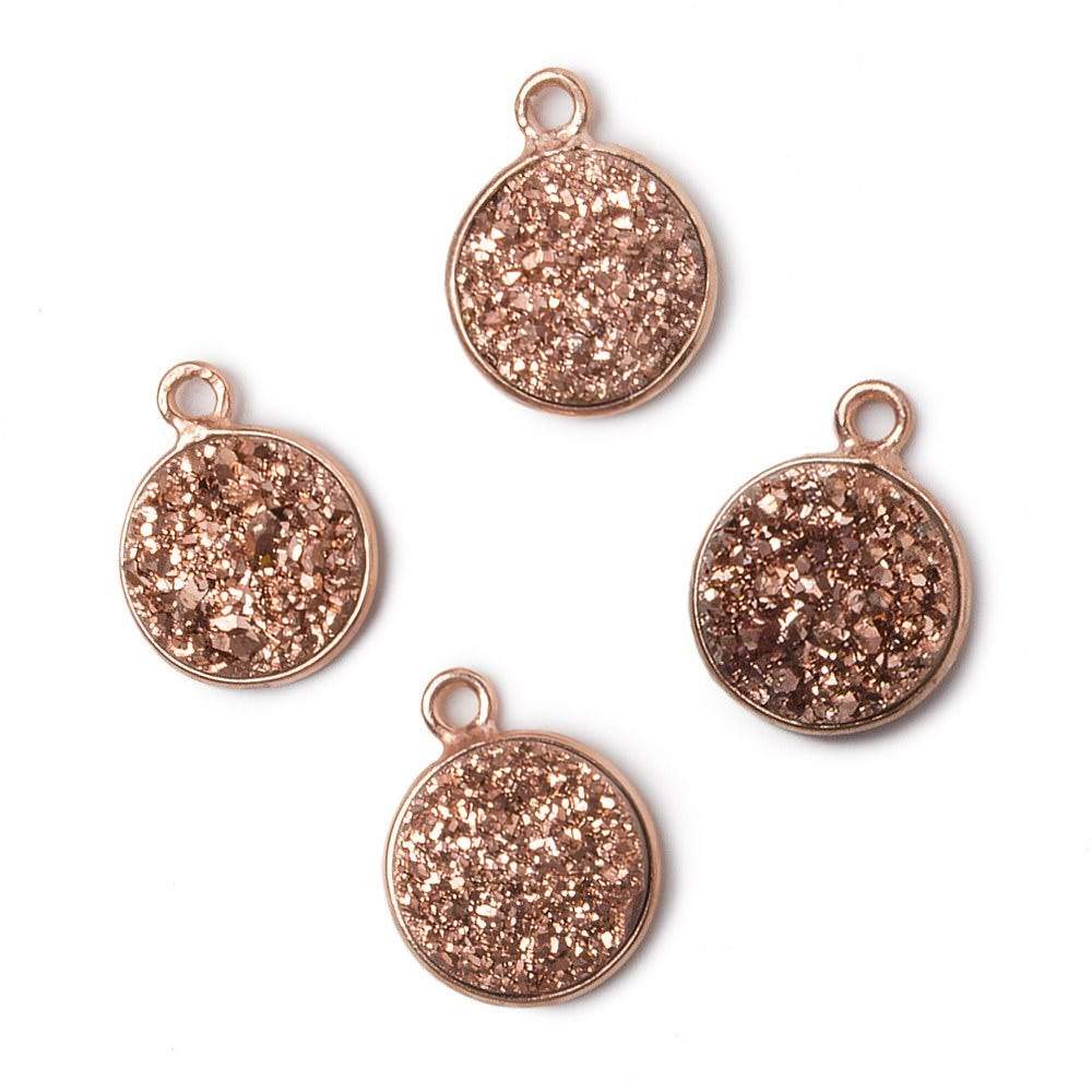 11mm Rose Gold Bezel Metallic Rose Drusy Coin Pendant  1 piece (ONLINE ORDER ONLY)