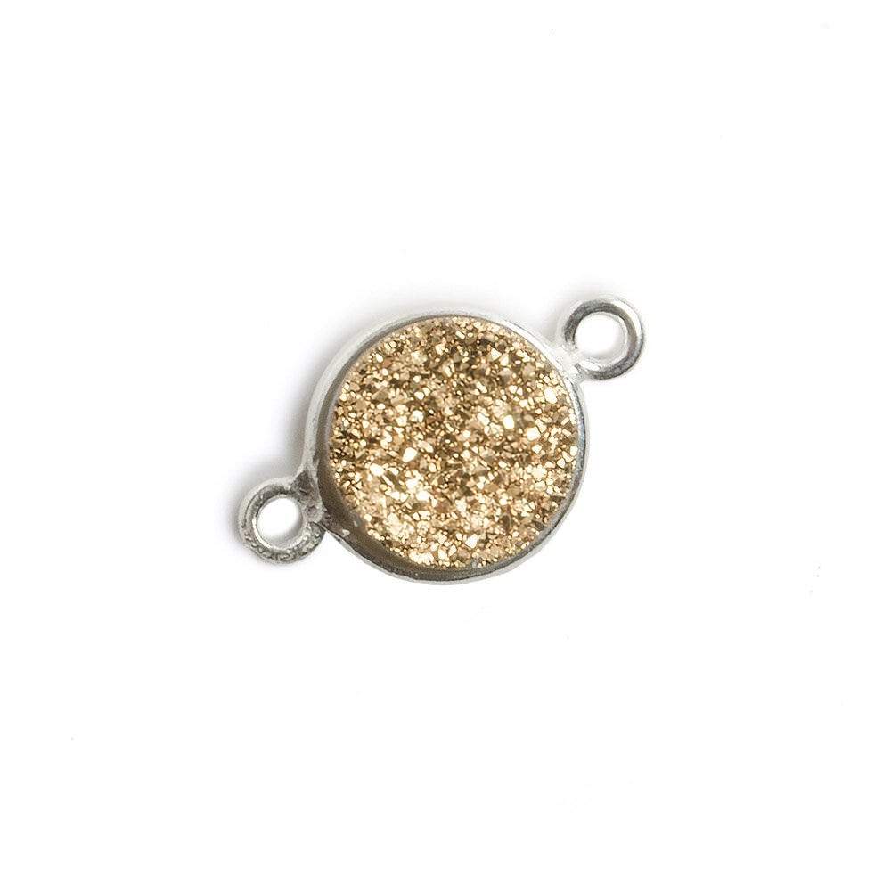 11mm Silver Bezel Metallic Gold Drusy Coin 2 ring Connector 1 piece (ONLINE ORDER ONLY)