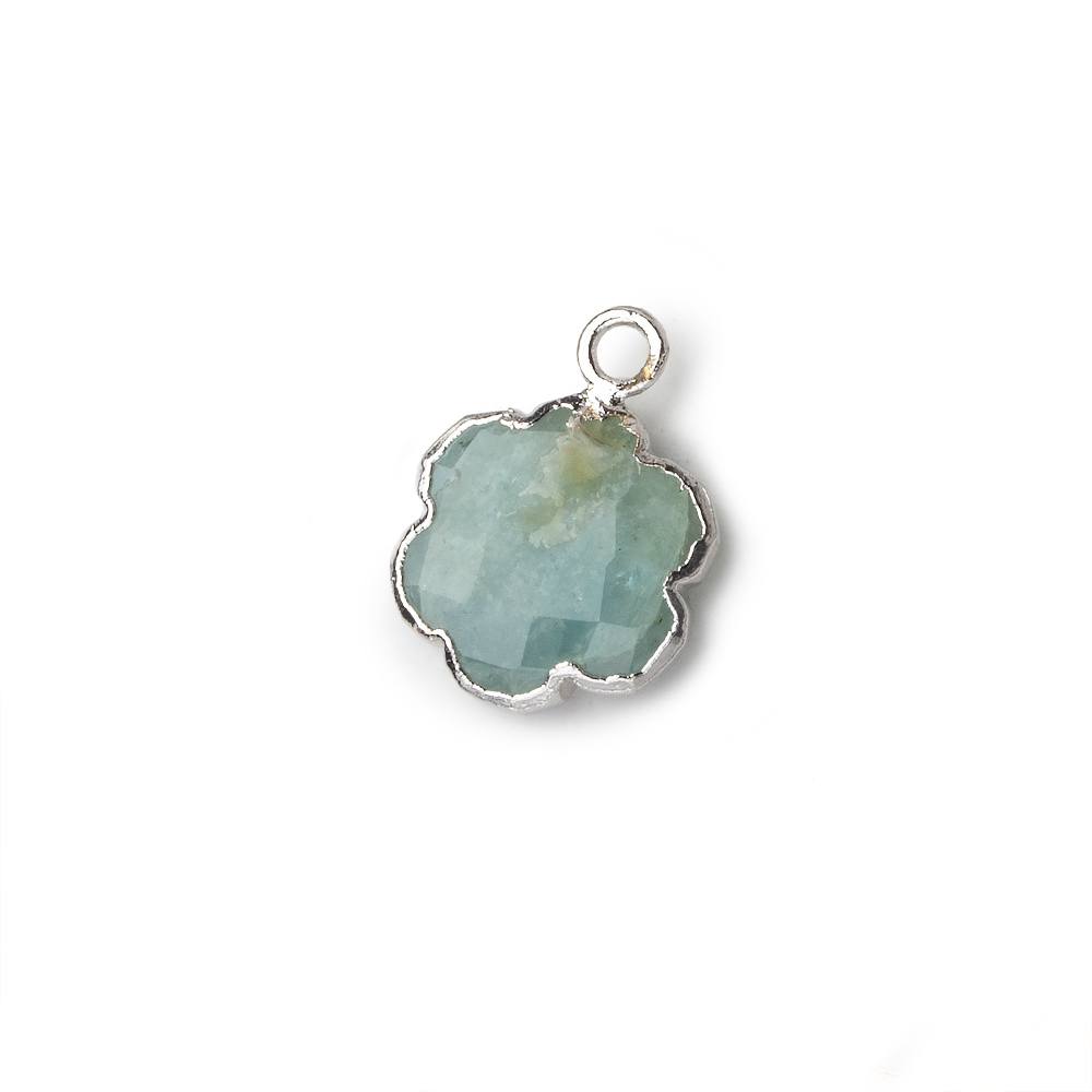 11mm Silver Leafed Milky Aquamarine Faceted Quatrafoil Focal Bead Pendant sold as 1 piece (ONLINE ORDER ONLY)