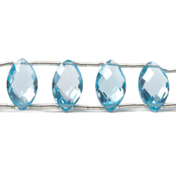 11mm Sky Blue Topaz Beads Faceted Marquise, Double Drilled 8 inch 19 pieces (ONLINE ORDER ONLY)