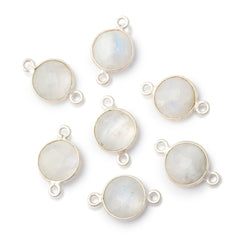 11mm Sterling Silver Bezel Rainbow Moonstone Faceted Coin 1 Connector (ONLINE ORDER ONLY)