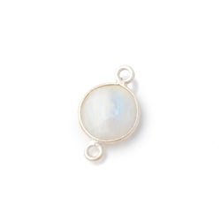 11mm Sterling Silver Bezel Rainbow Moonstone Faceted Coin 1 Connector (ONLINE ORDER ONLY)