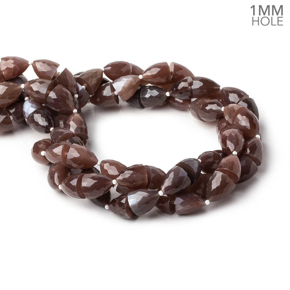 11x10-12x11mm Chocolate Moonstone straight drilled Faceted Cones 30 beads 15.5 inch AA large hole (ONLINE ORDER ONLY)