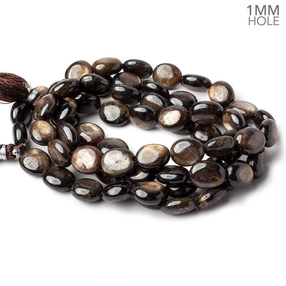 11x10-12x11mm Golden Sheen Chocolate Sapphire Plain Ovals 16 inch 34 beads AA 1mm large hole (ONLINE ORDER ONLY)