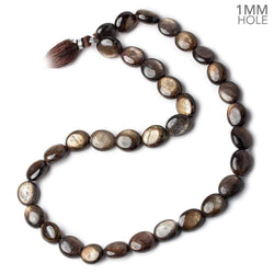 11x10-12x11mm Golden Sheen Chocolate Sapphire Plain Ovals 16 inch 34 beads AA 1mm large hole (ONLINE ORDER ONLY)