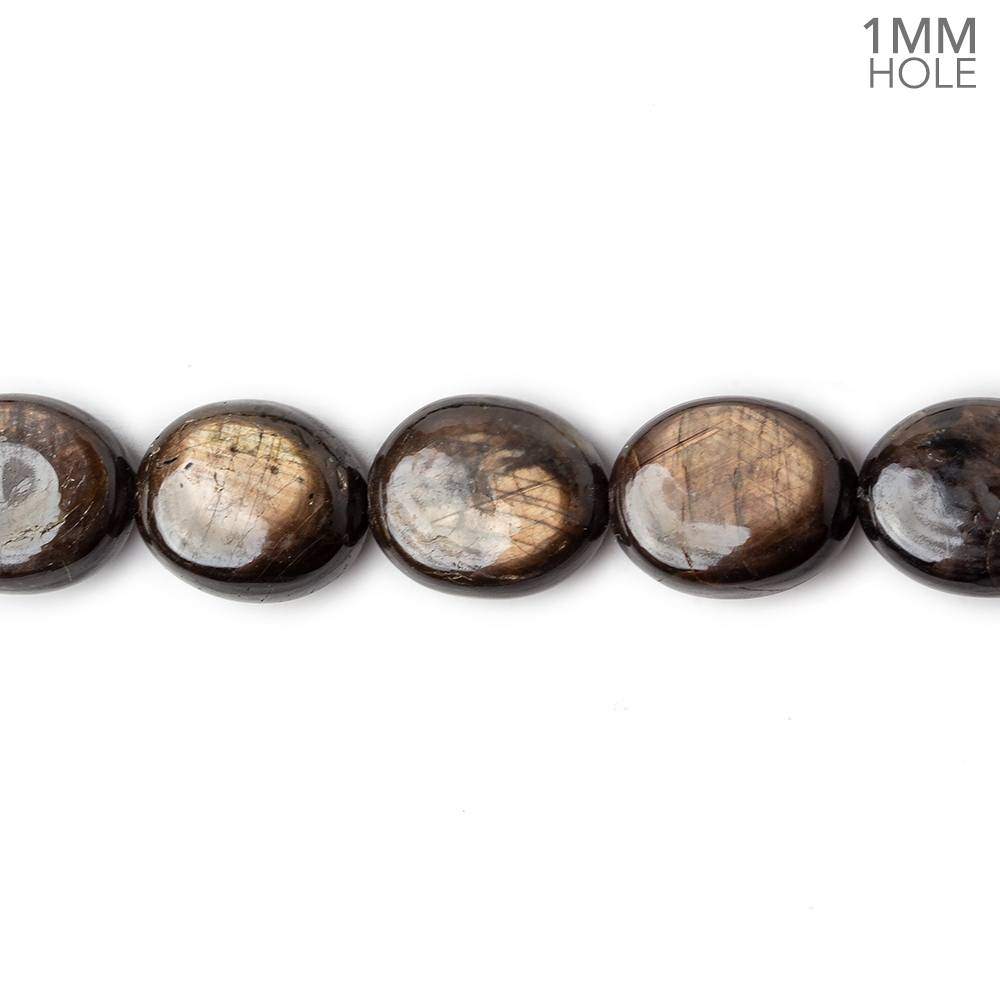 11x10-12x11mm Golden Sheen Chocolate Sapphire Plain Ovals 16 inch 34 beads AA 1mm large hole (ONLINE ORDER ONLY)
