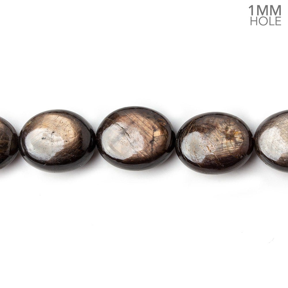 11x10-14x12mm Golden Sheen Chocolate Sapphire Plain Ovals 16 inch 29 beads AA 1mm large hole (ONLINE ORDER ONLY)