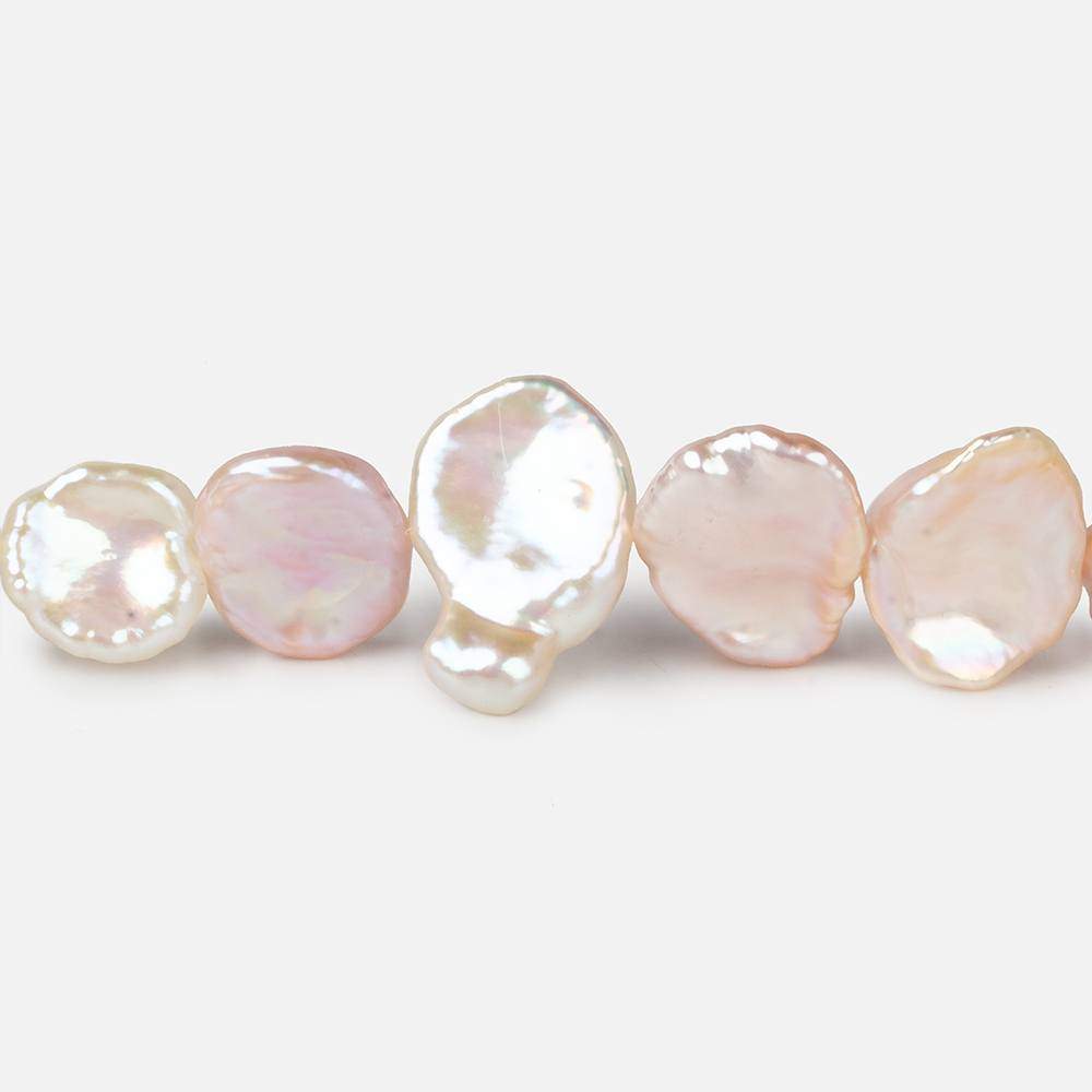 11x10-16x10mm Pink & White Keshi side drilled Freshwater Pearls 16 inch 39 pieces AAA (ONLINE ORDER ONLY)