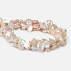11x10-16x10mm Pink & White Keshi side drilled Freshwater Pearls 16 inch 39 pieces AAA (ONLINE ORDER ONLY)