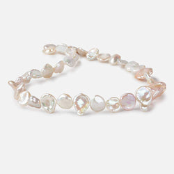 11x10-16x10mm Pink & White Keshi side drilled Freshwater Pearls 16 inch 39 pieces AAA (ONLINE ORDER ONLY)