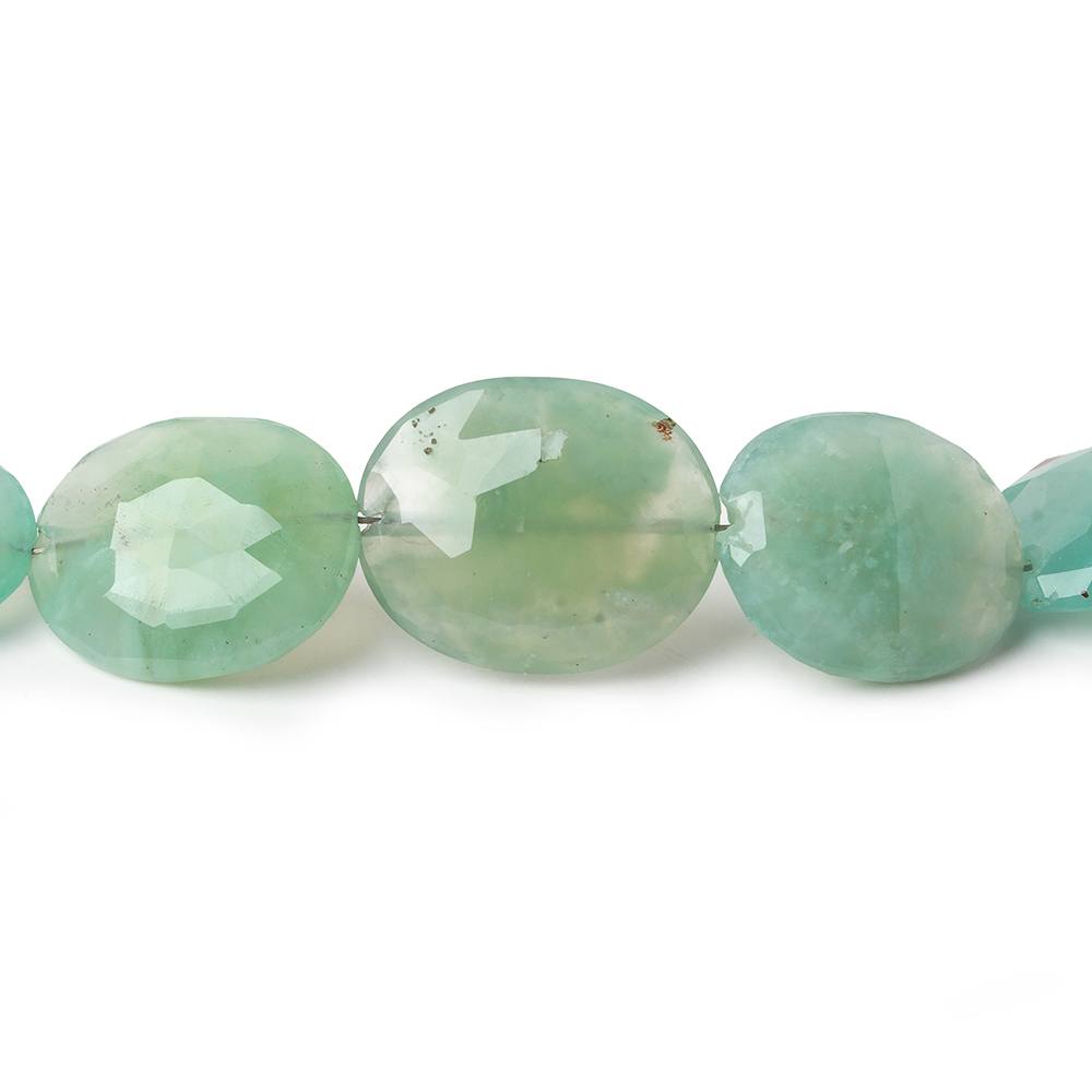 11x10-18x15mm Aqua Green Chalcedony straight drilled faceted ovals 17 inch 33 beads (ONLINE ORDER ONLY)