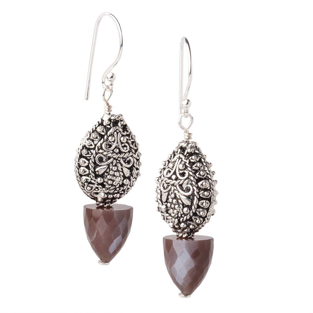 11x10mm Chocolate Moonstone Faceted Cone Set of 2 Focal Beads (ONLINE ORDER ONLY)
