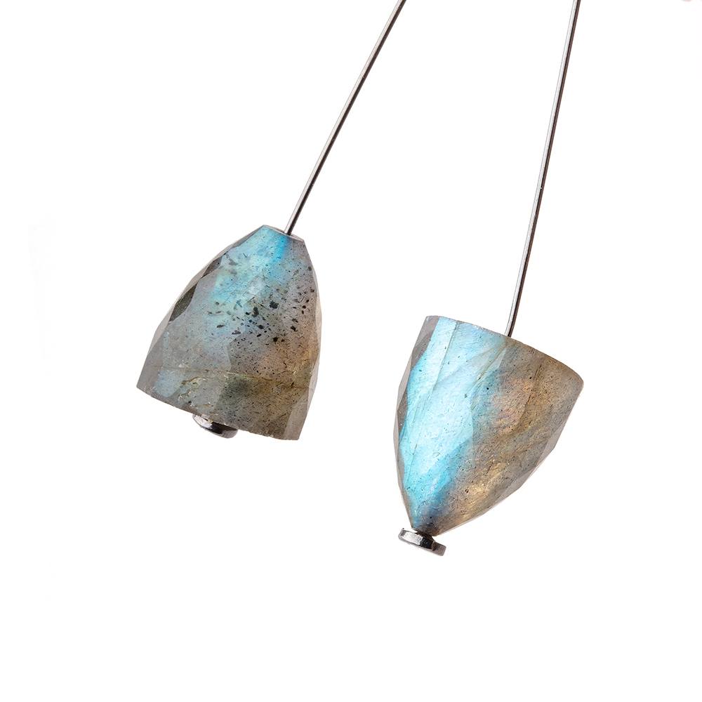 11x10mm Labradorite Faceted Cone Focal Set of 2 Beads 1mm hole (ONLINE ORDER ONLY)