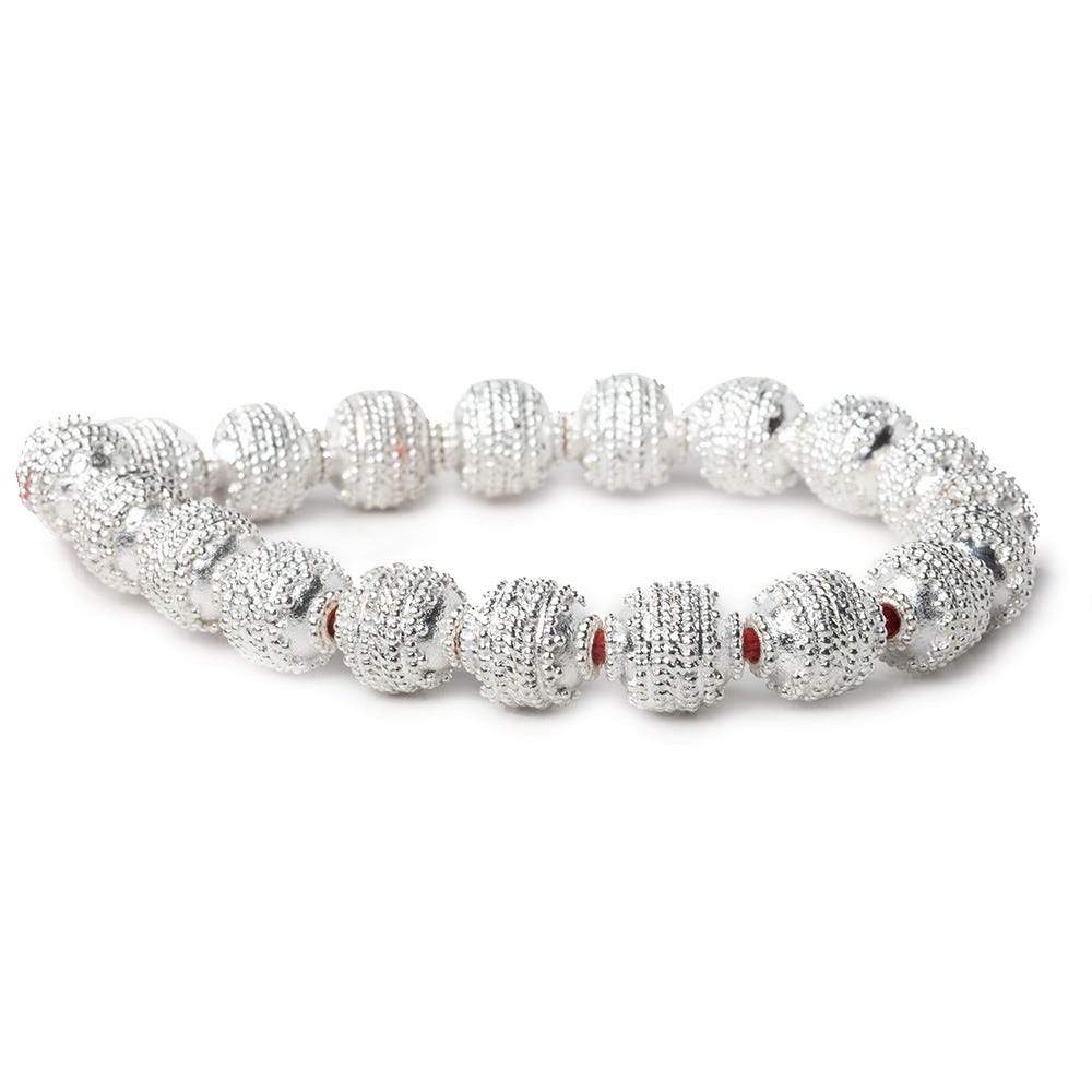 11x10mm Sterling Silver Plated Copper Bead Roval Concentric Miligrain 8 inch 19 pieces (ONLINE ORDER ONLY)