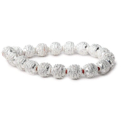 11x10mm Sterling Silver Plated Copper Bead Roval Concentric Miligrain 8 inch 19 pieces (ONLINE ORDER ONLY)