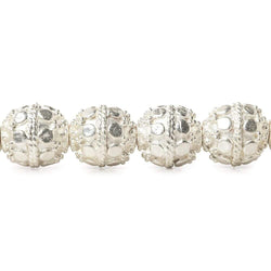 11x10mm Sterling Silver Plated Copper Bead Roval with Round Dots 8 inch 19 pcs (ONLINE ORDER ONLY)