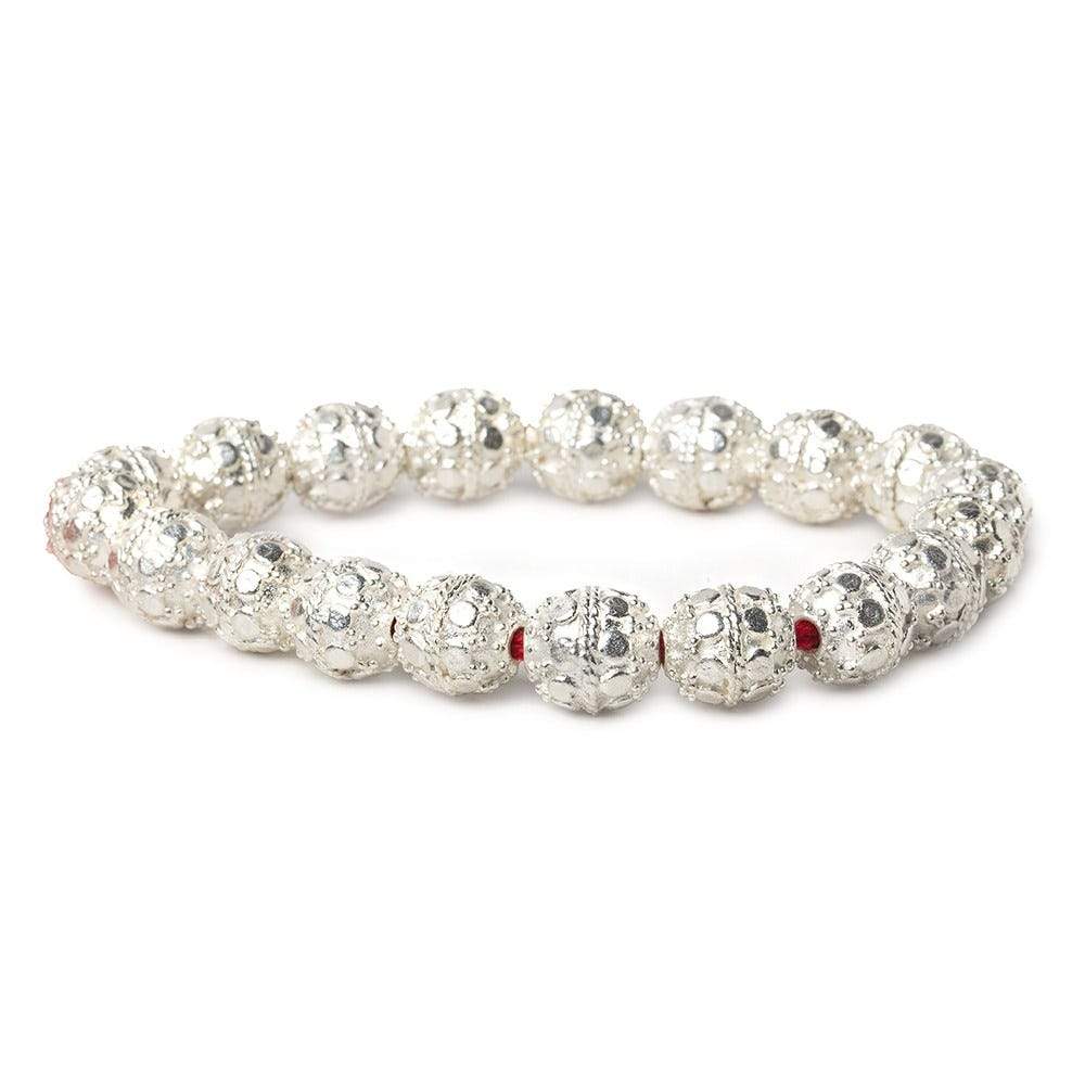11x10mm Sterling Silver Plated Copper Bead Roval with Round Dots 8 inch 19 pcs (ONLINE ORDER ONLY)