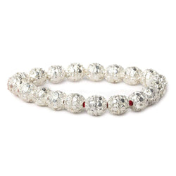11x10mm Sterling Silver Plated Copper Bead Roval with Round Dots 8 inch 19 pcs (ONLINE ORDER ONLY)