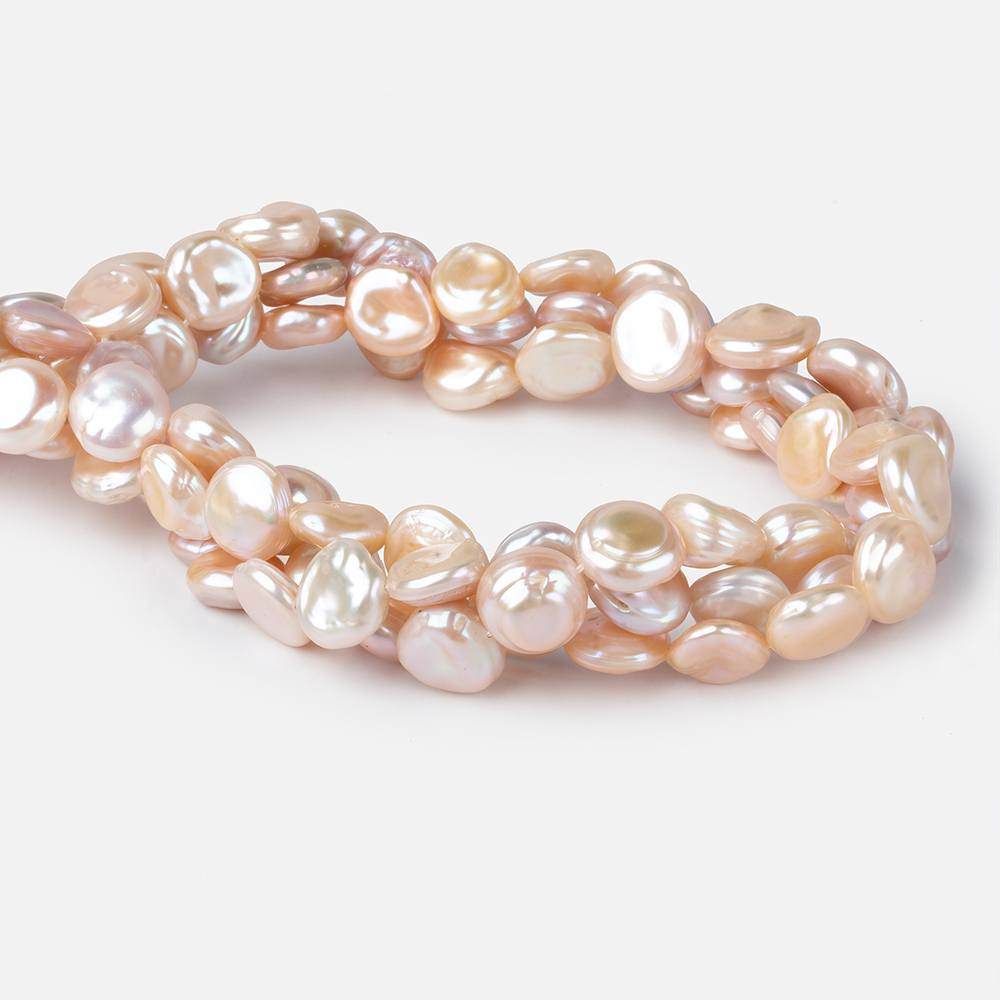 11x11-13x12mm Peachy Pink Keshi side drilled Freshwater Pearls 15.5 inch 35 pieces (ONLINE ORDER ONLY)