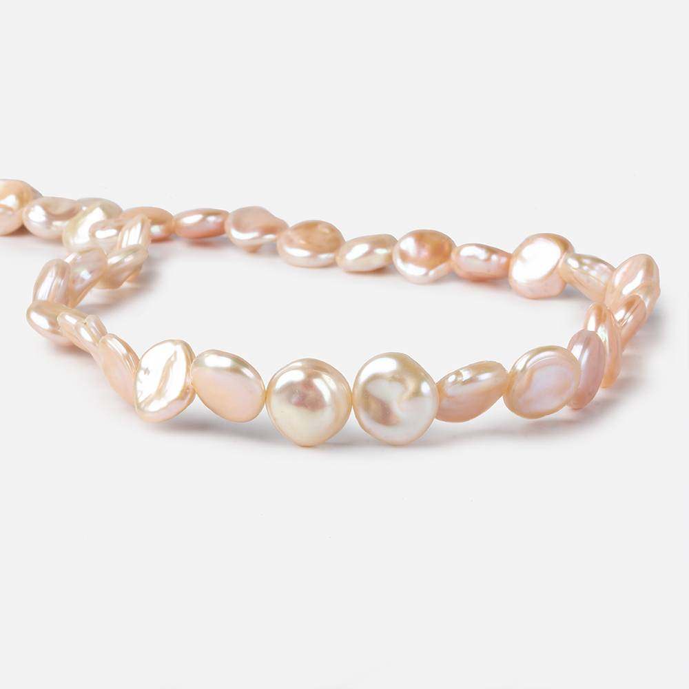 11x11-13x12mm Peachy Pink Keshi side drilled Freshwater Pearls 15.5 inch 35 pieces (ONLINE ORDER ONLY)