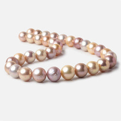 11x11-13x13mm Multi-color Off Round Freshwater Pearls 16 inches 34 beads (ONLINE ORDER ONLY)