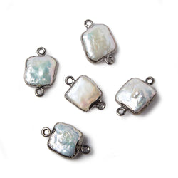 11x11mm Black Gold Leafed White Square Freshwater Pearl Connector 1 piece (ONLINE ORDER ONLY)