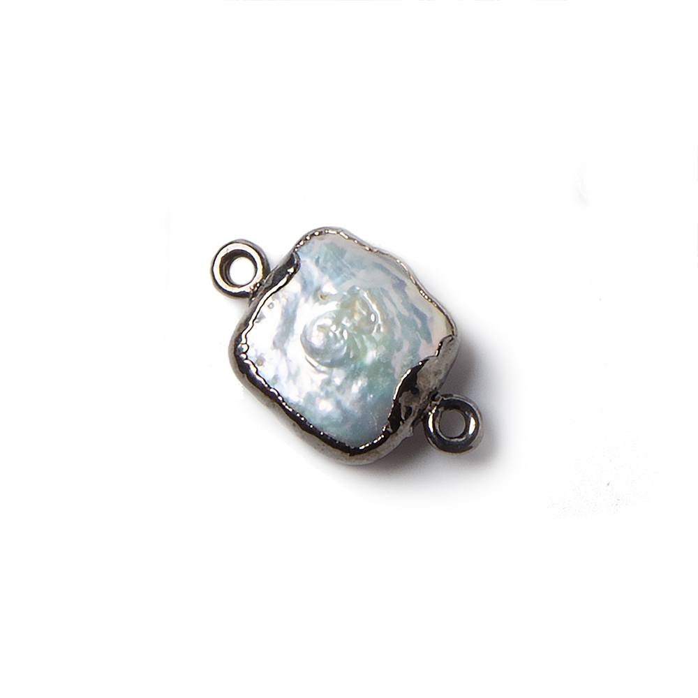 11x11mm Black Gold Leafed White Square Freshwater Pearl Connector 1 piece (ONLINE ORDER ONLY)