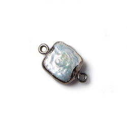 11x11mm Black Gold Leafed White Square Freshwater Pearl Connector 1 piece (ONLINE ORDER ONLY)