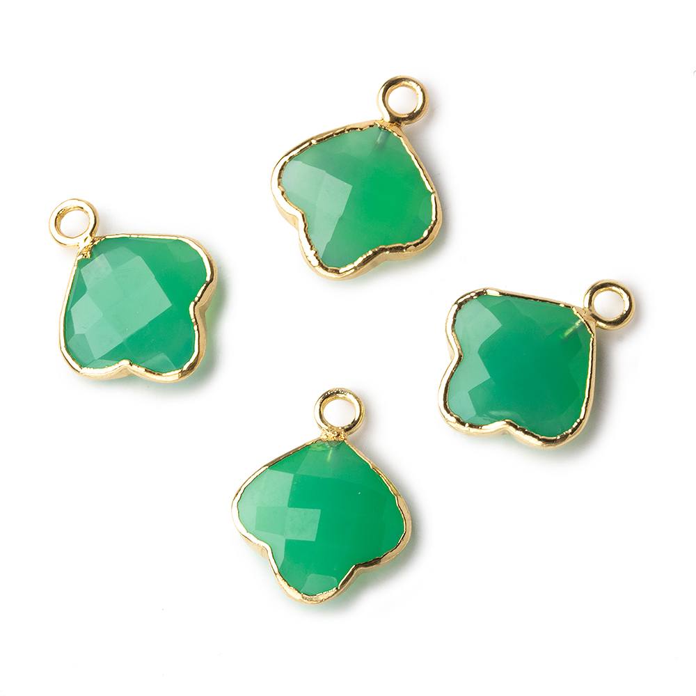 11x11mm Gold Leafed Green Onyx Faceted Trillium Flower Focal Bead Pendant sold as 1 piece (ONLINE ORDER ONLY)