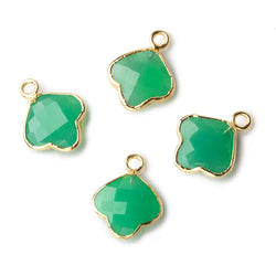 11x11mm Gold Leafed Green Onyx Faceted Trillium Flower Focal Bead Pendant sold as 1 piece (ONLINE ORDER ONLY)