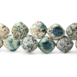 11x11mm K2 Azurite Granite "K2 Jasper" plain pillow beads 8 inch 30 beads (ONLINE ORDER ONLY)