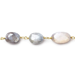11x8-12x8mm Silver Mystic Multi Moonstone faceted oval Vermeil Chain by the foot 19 beads (ONLINE ORDER ONLY)
