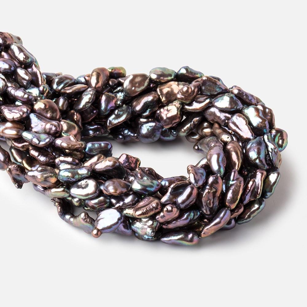 11x8-14x7mm Peacock Keshi Straight Drilled Freshwater Pearls 16 inch 28 Beads (ONLINE ORDER ONLY)