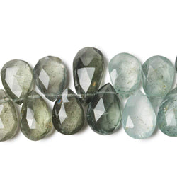 11x8-17x9mm Moss Aquamarine Faceted Pear Beads 8 inch 56 pieces (ONLINE ORDER ONLY)