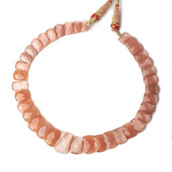 11x8-22x15mm Angel Skin Peach Moonstone double drilled faceted fancy shape collar 38 beads (ONLINE ORDER ONLY)