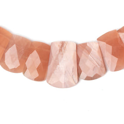 11x8-22x15mm Angel Skin Peach Moonstone double drilled faceted fancy shape collar 38 beads (ONLINE ORDER ONLY)